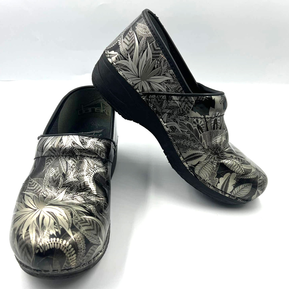Dansko XP 20 Mules Clogs SIlver Greenery Mosaic Slip On Women's 40 US 9.5 - 10‎